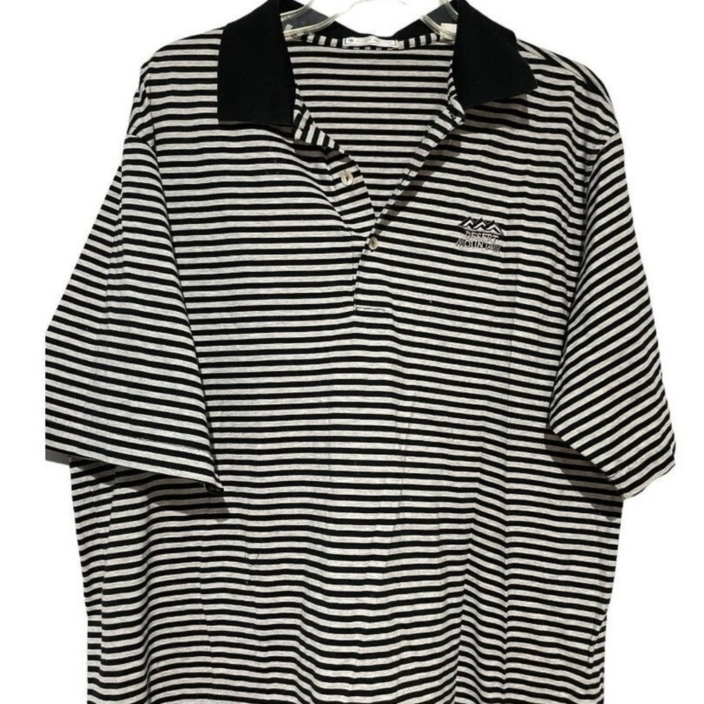 Peter Miller Men's Polo Golf Shirt Stripes Short Sleeve Black White‎ Size L